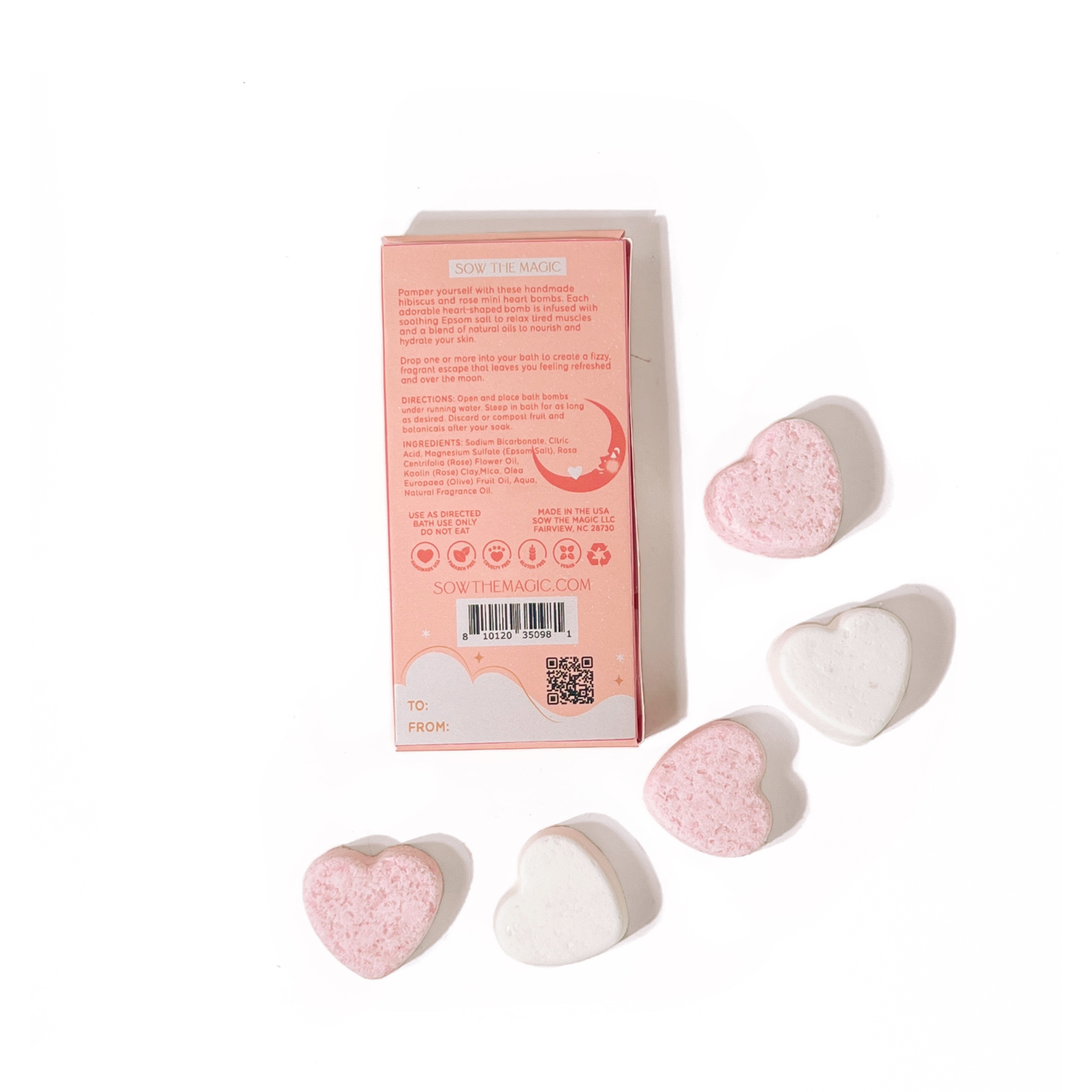 Over The Moon Mini Sweet Heart Bath Bombs Gift Set by Sow the Magic