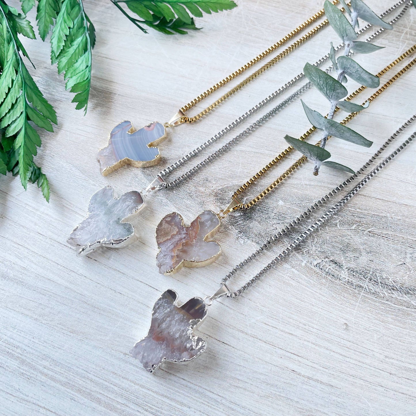 Silver Amethyst Cactus Necklace