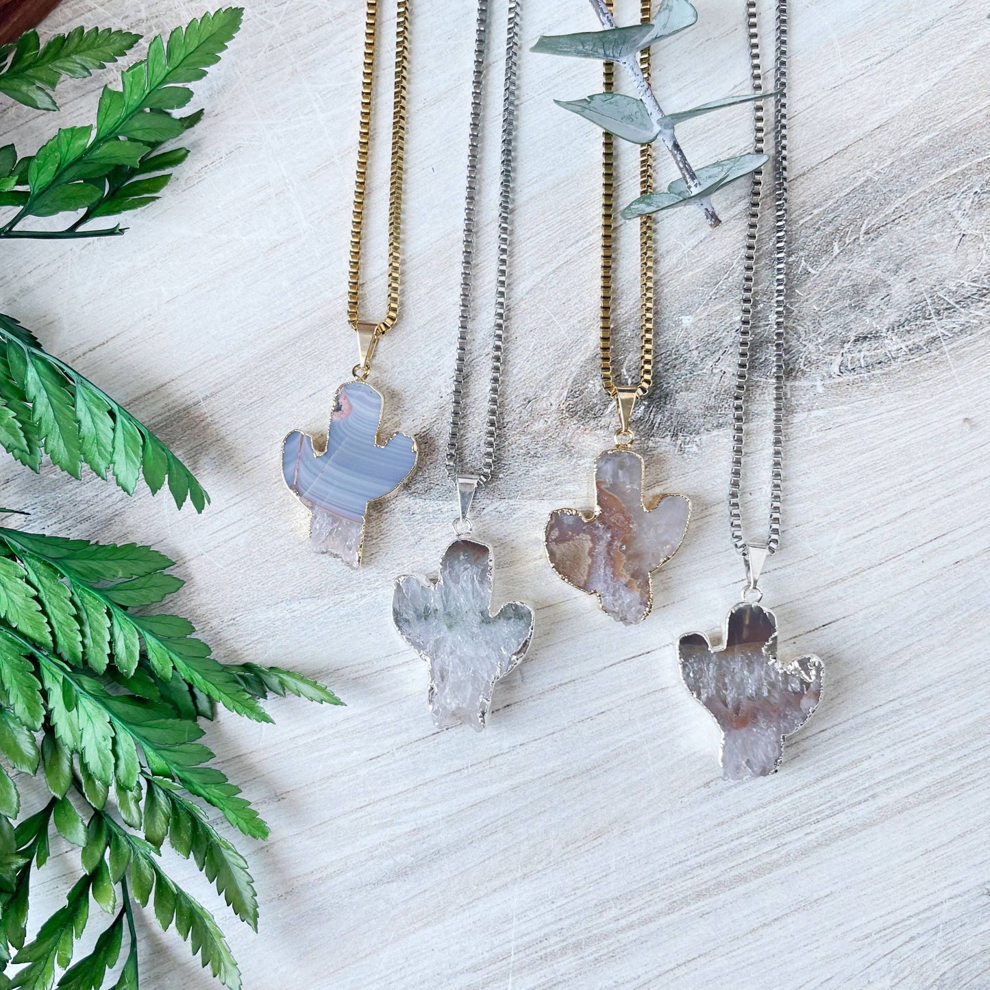 Silver Amethyst Cactus Necklace