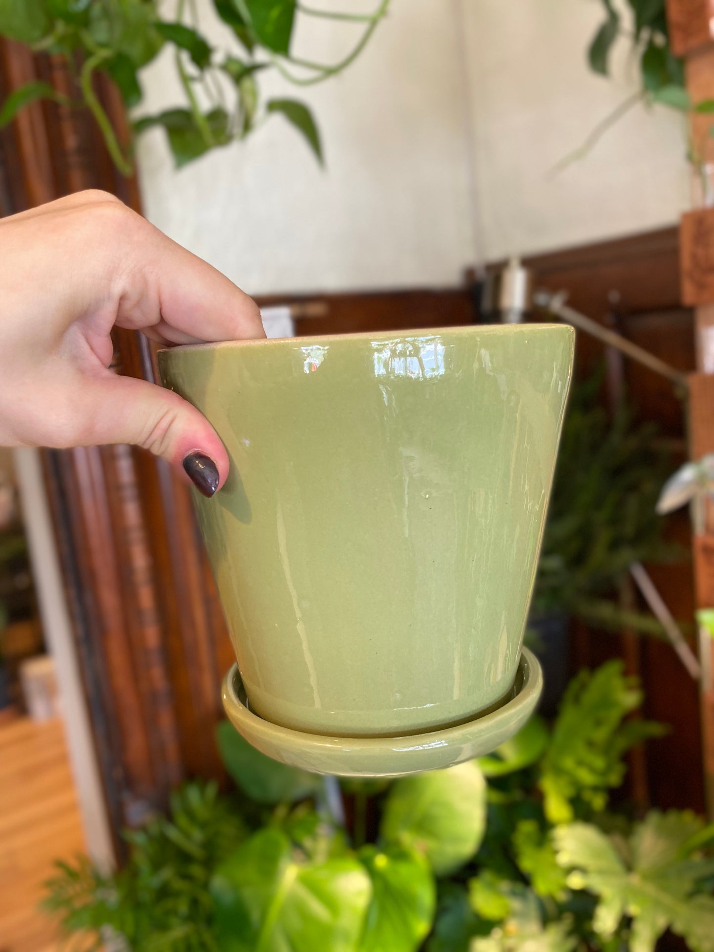 Ceramic Planter Pot with Attached Saucer