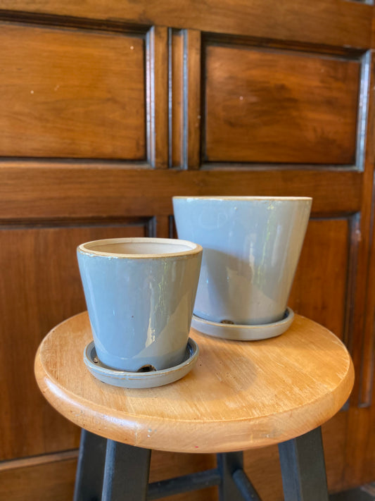 Ceramic Planter Pot with Attached Saucer