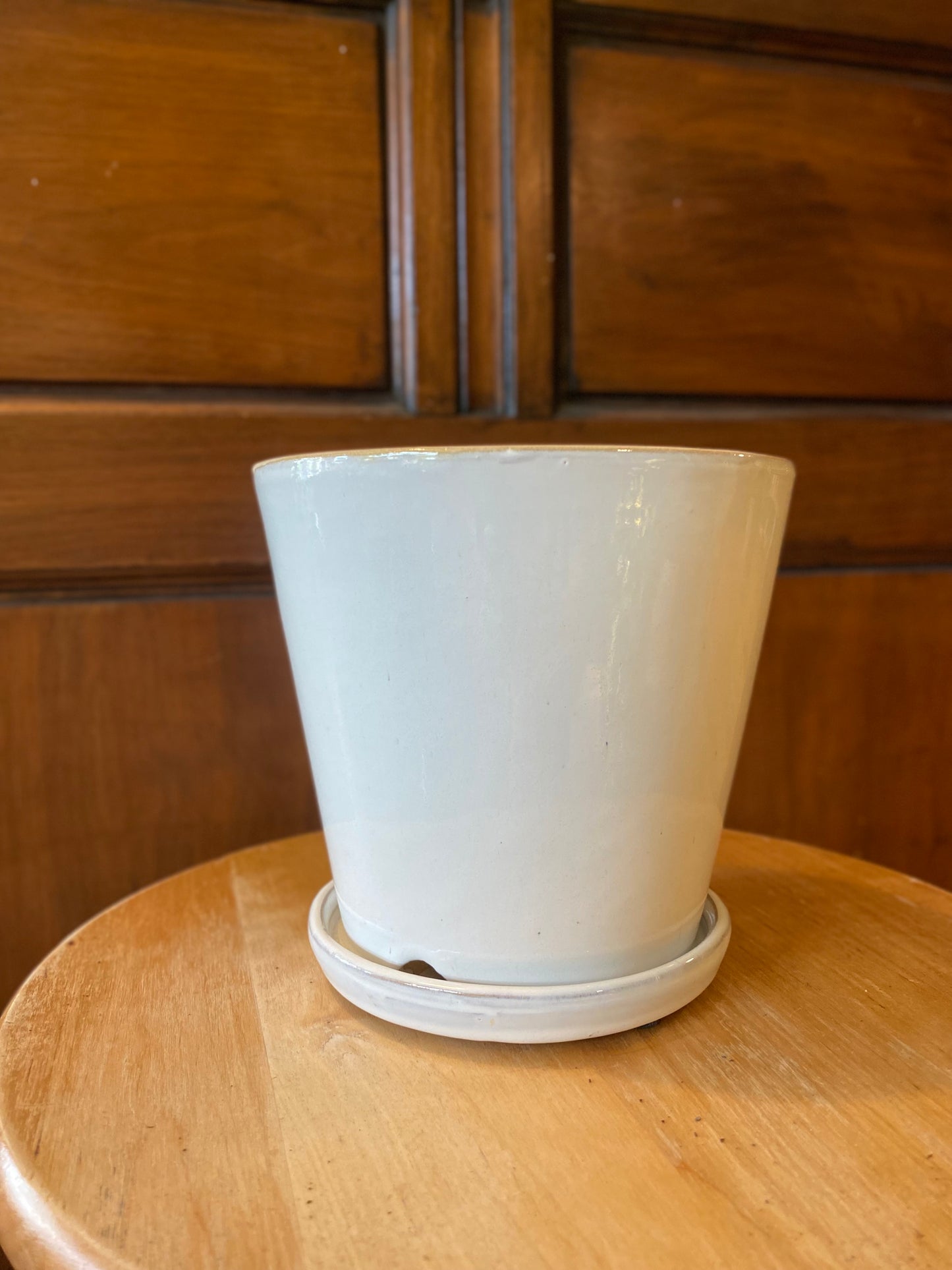 Ceramic Planter Pot with Attached Saucer
