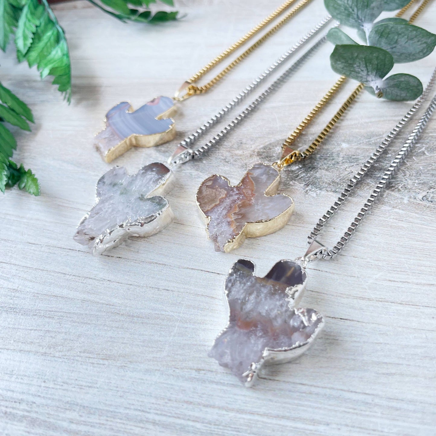 Silver Amethyst Cactus Necklace