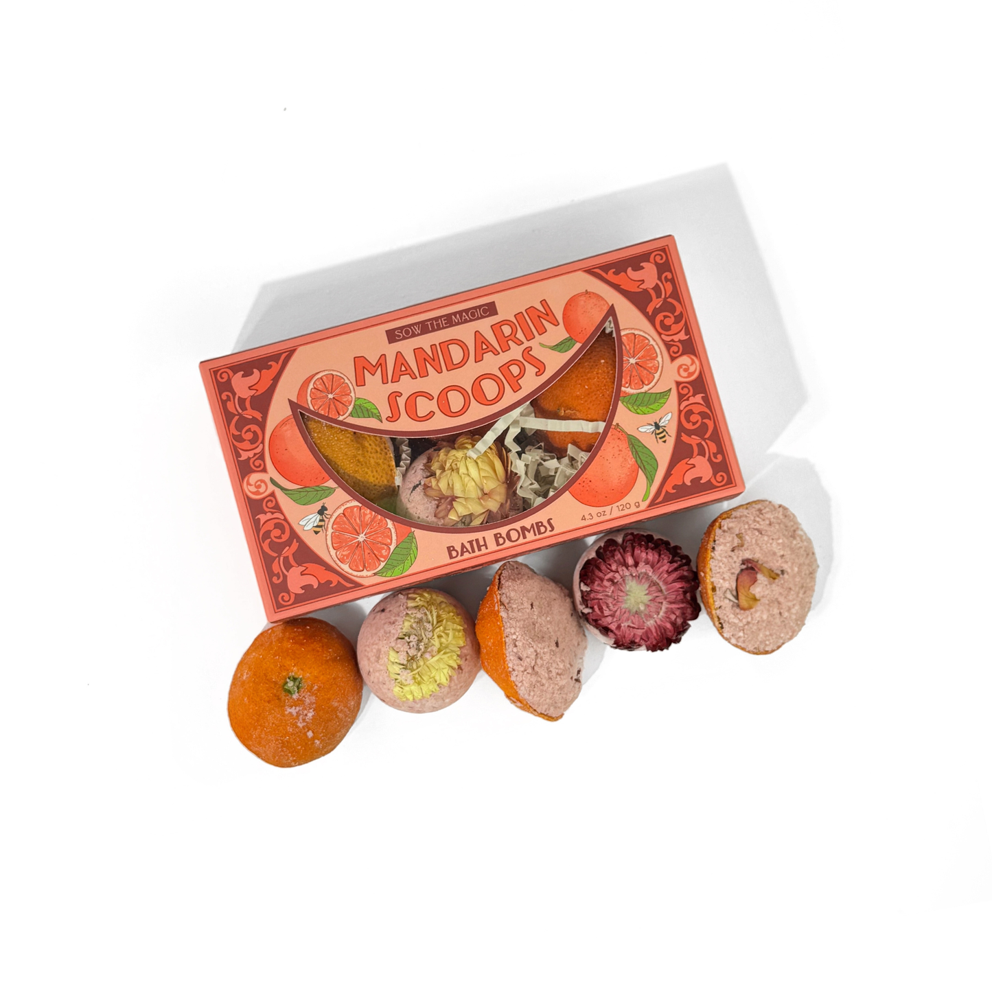 Mandarin Scoops Bath Bomb Gift Set made with Botanicals + Fruit by Sow the Magic