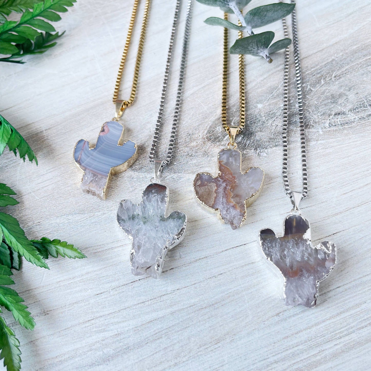 Silver Amethyst Cactus Necklace