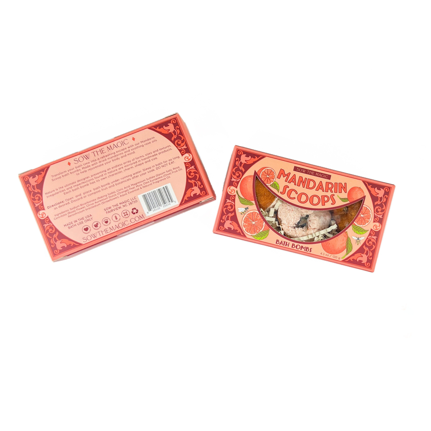 Mandarin Scoops Bath Bomb Gift Set made with Botanicals + Fruit by Sow the Magic