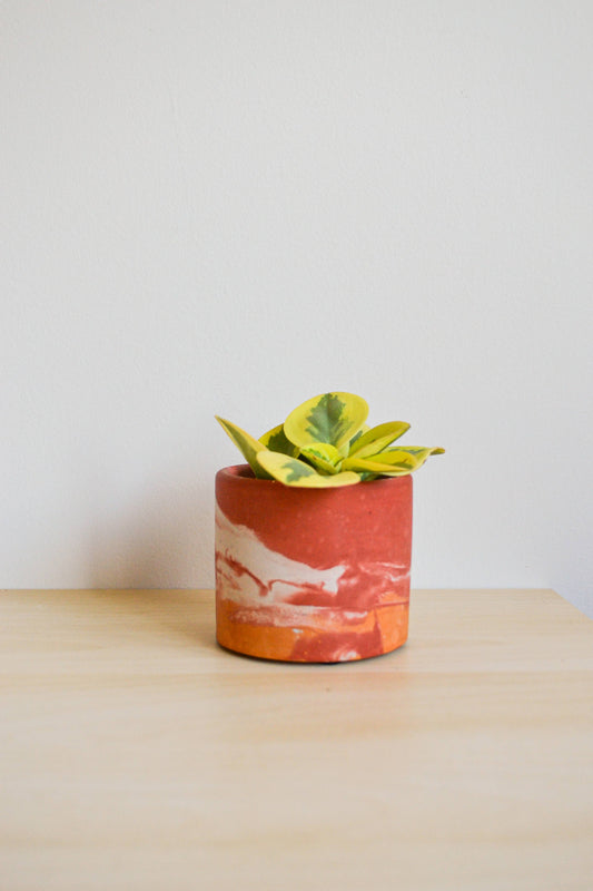 Red & Orange Watercolor Planter | 3”