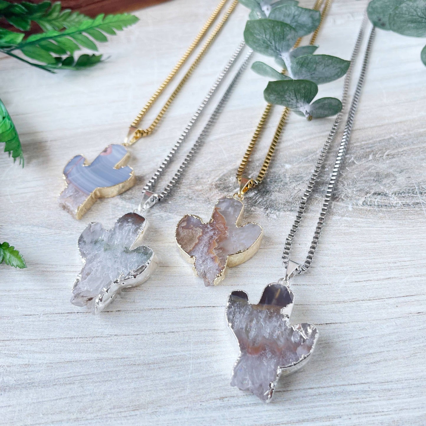 Silver Amethyst Cactus Necklace