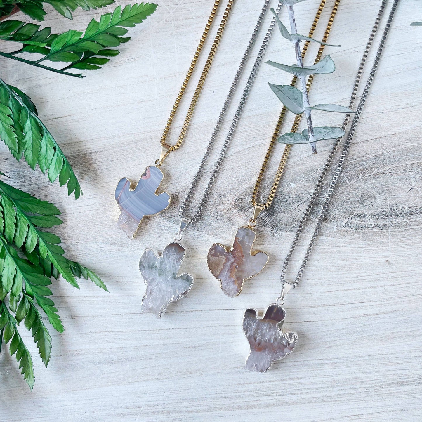 Silver Amethyst Cactus Necklace