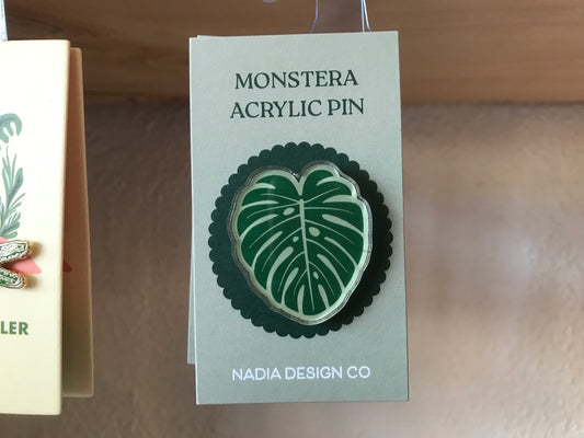 Monstera Acrylic Pin by Nadia Design Co.