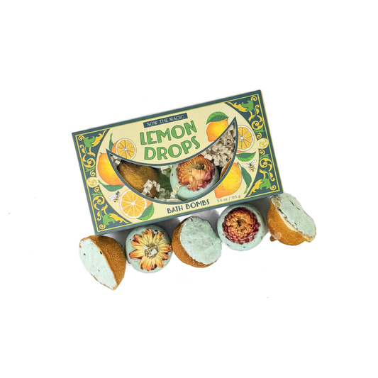 Lemon Drops Bath Bomb Gift Set Made with Citrus + Peppermint by Sow the Magic