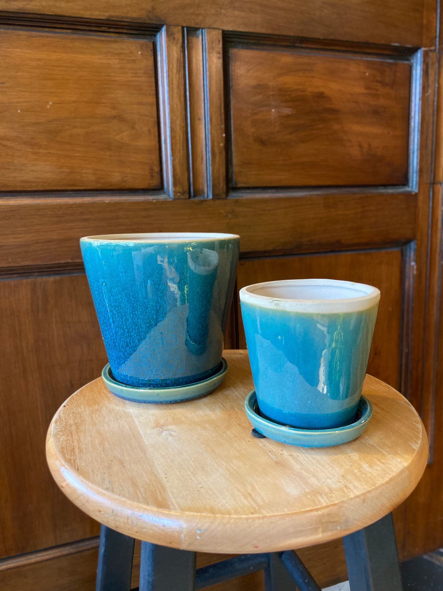 Ceramic Planter Pot with Attached Saucer