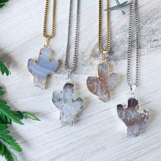 Silver Amethyst Cactus Necklace