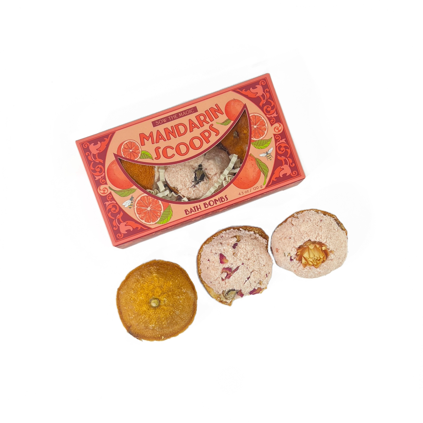 Mandarin Scoops Bath Bomb Gift Set made with Botanicals + Fruit by Sow the Magic