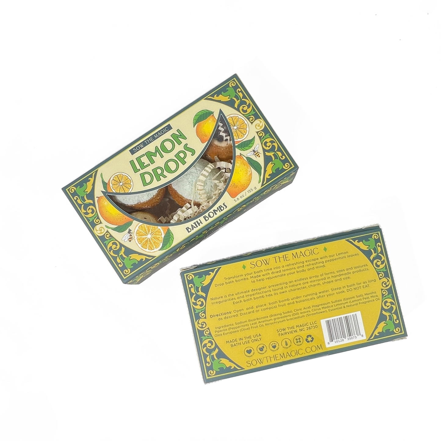 Lemon Drops Bath Bomb Gift Set Made with Citrus + Peppermint by Sow the Magic