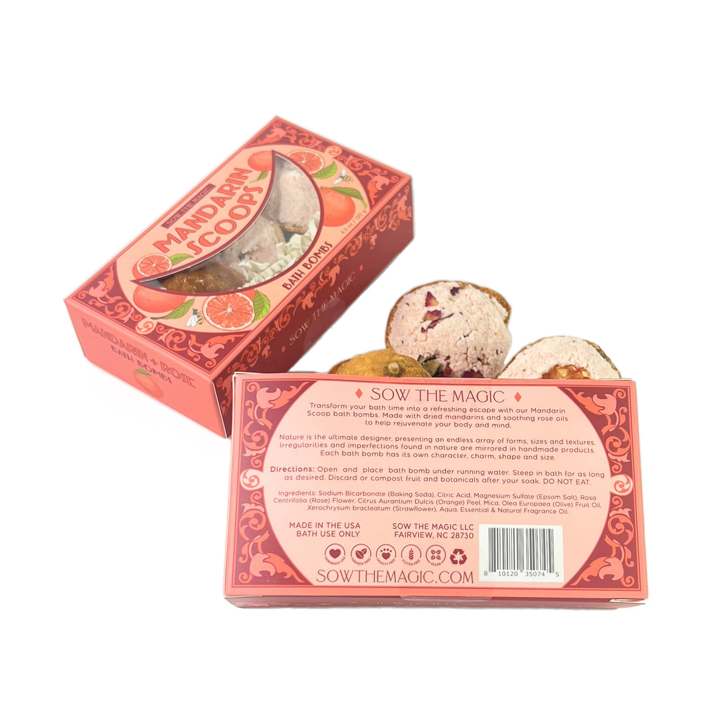 Mandarin Scoops Bath Bomb Gift Set made with Botanicals + Fruit by Sow the Magic