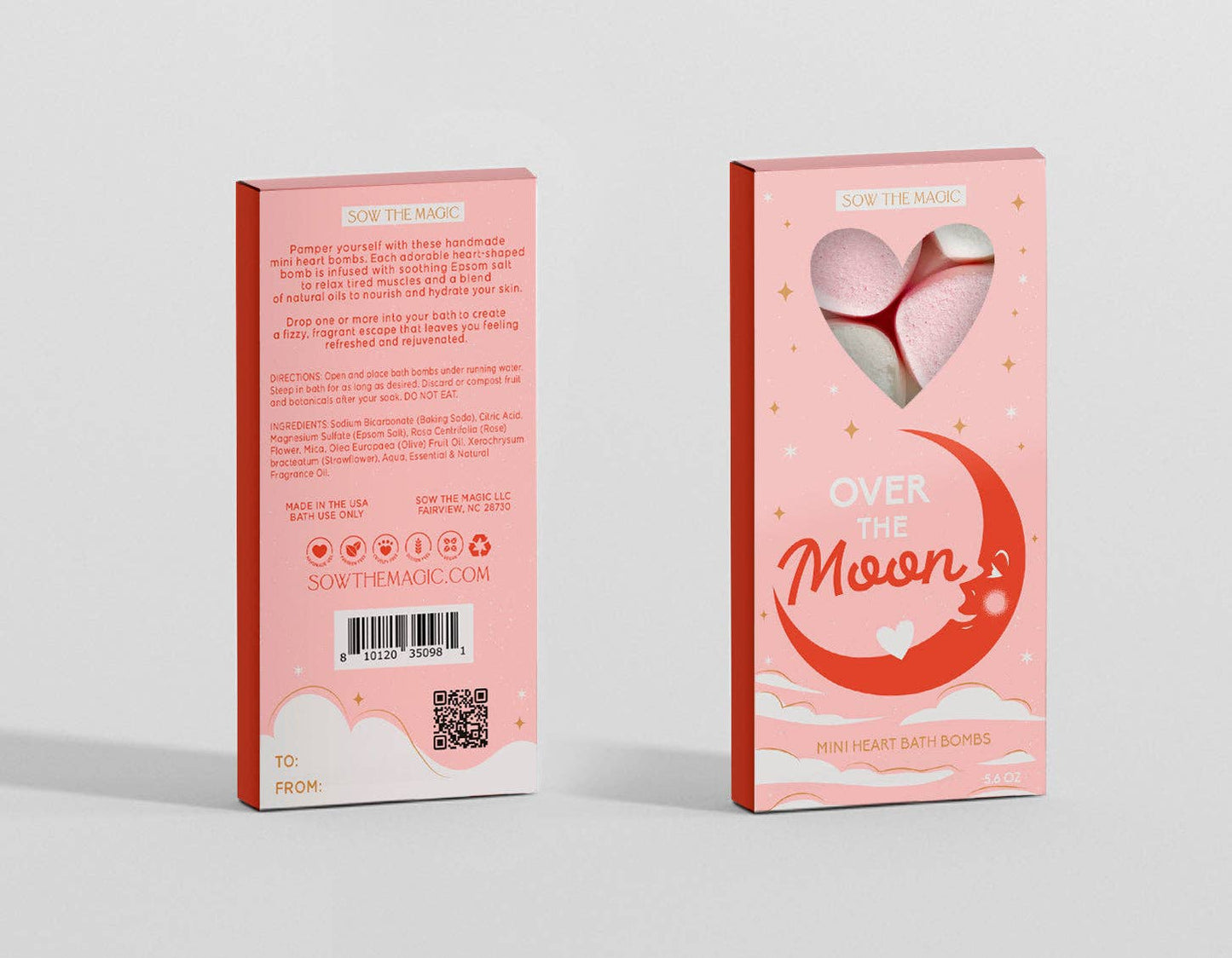 Over The Moon Mini Sweet Heart Bath Bombs Gift Set by Sow the Magic