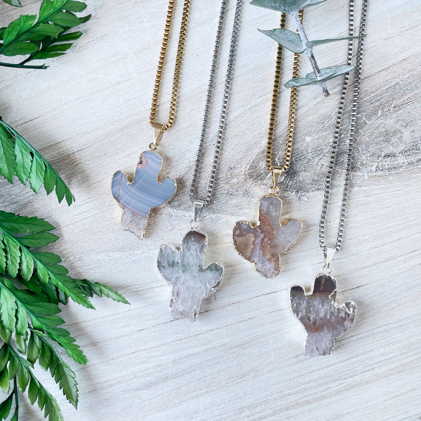 Silver Amethyst Cactus Necklace
