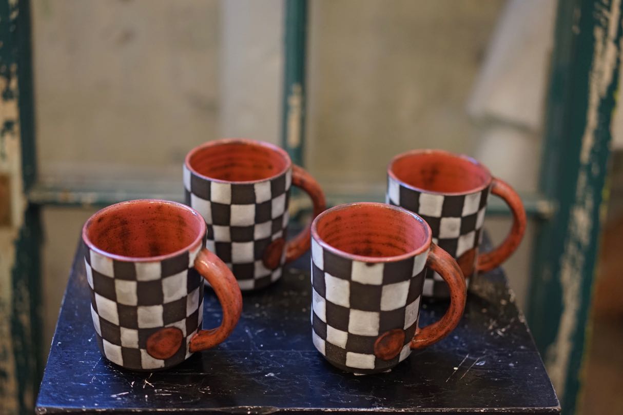 Checkered Mug by Tori West Ceramics - Greenly Plant Co